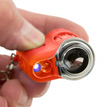 Carson MM-280 MicroMini Mini Mikroskop mit Schlüsselanhänger orange Lupe